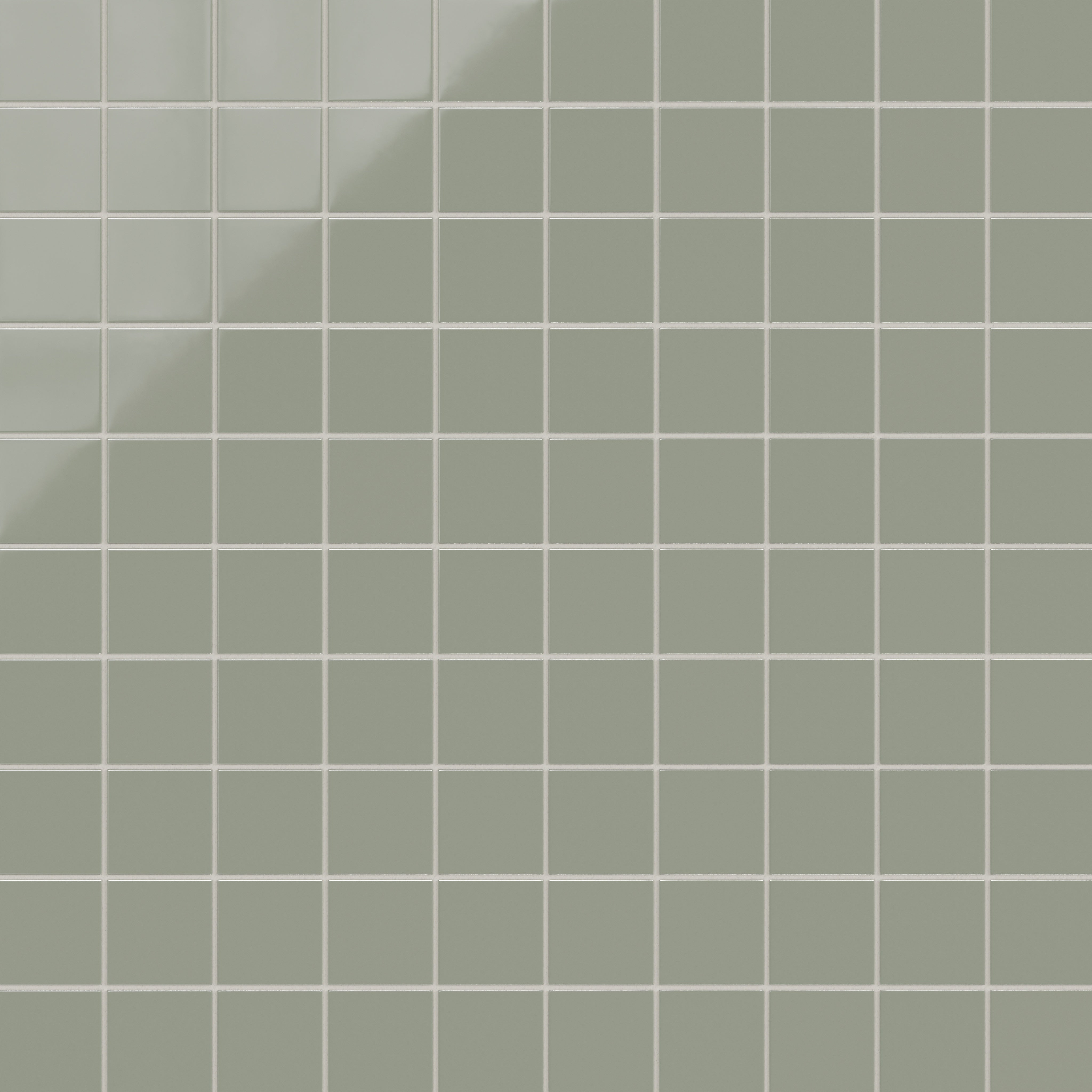 3x3 Straight Set Sheeted Natural Press Ceramic Mosaic Tile in Terre Verte Gloss