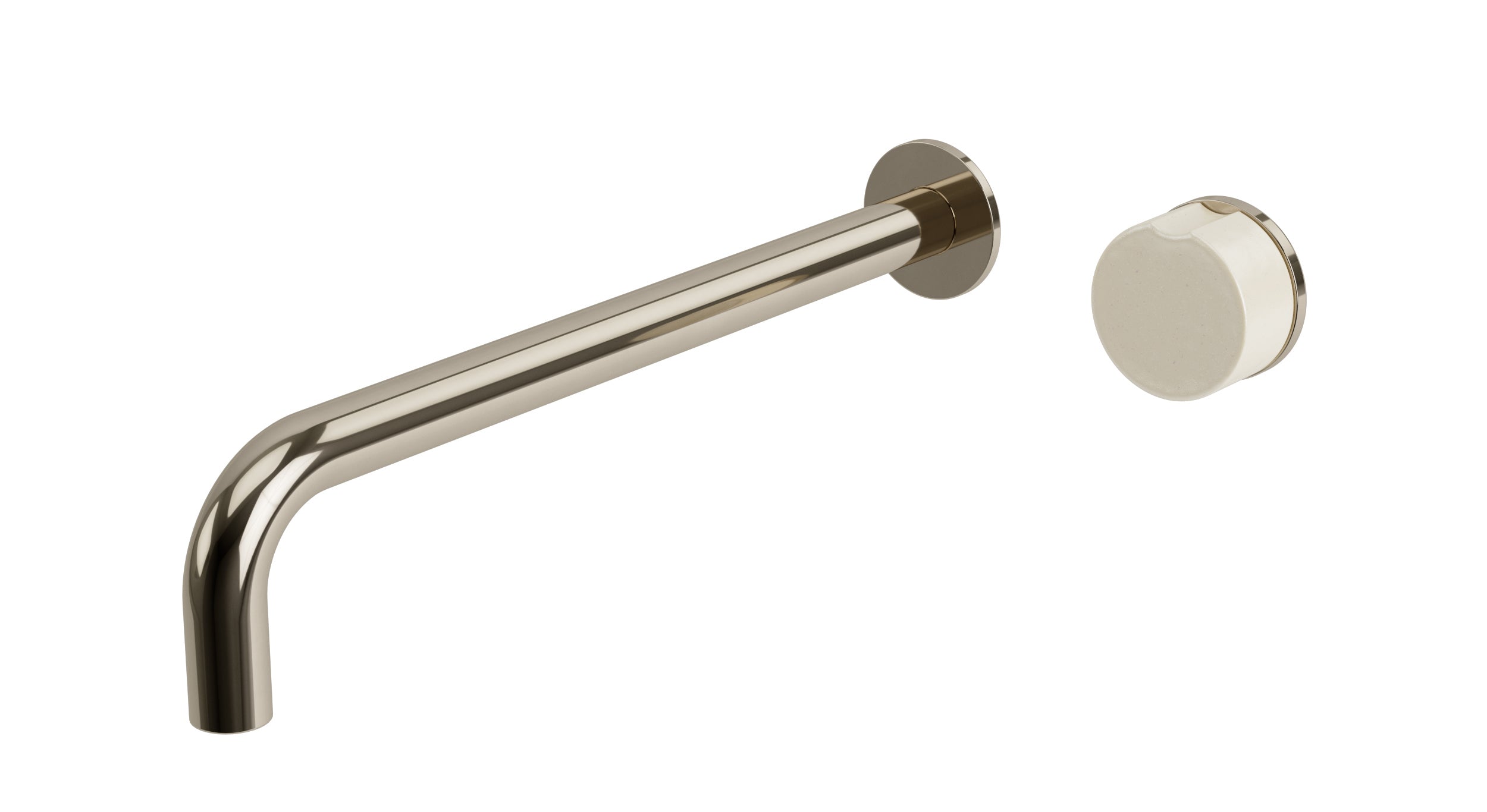 Foundry One Handle Wall Mount 12" Lavatory Faucet with Pebble Ceramic Knob Handle in Polished Nickel