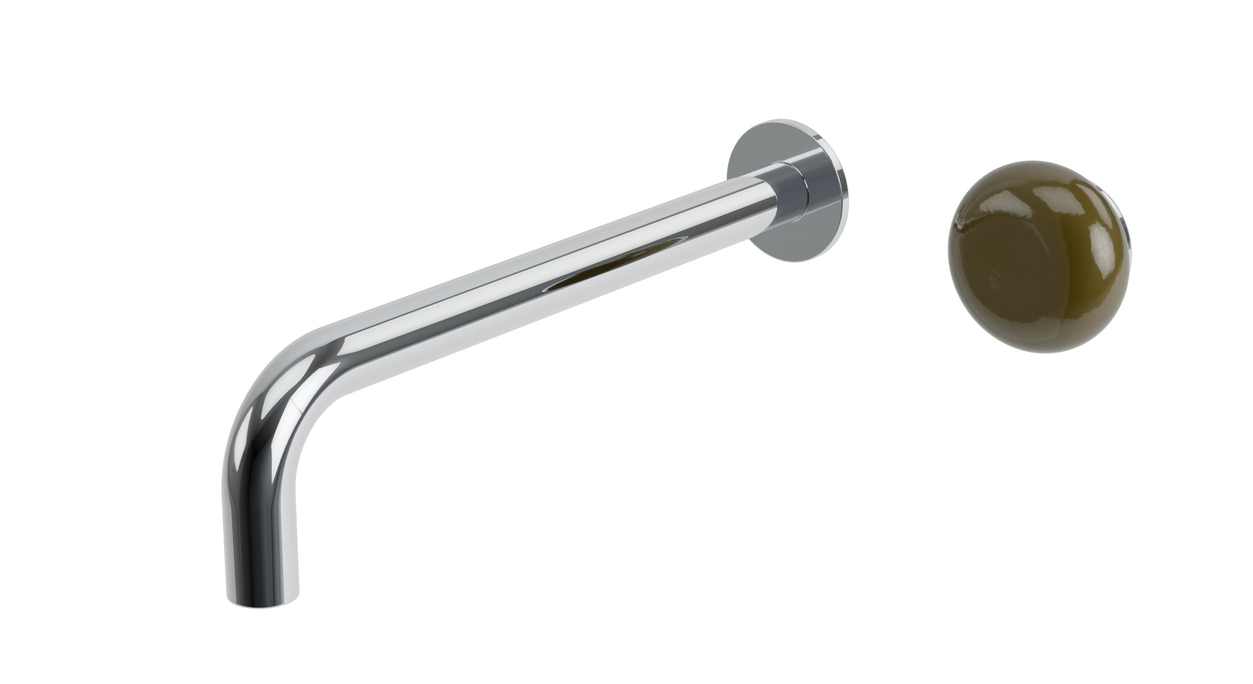 Foundry One Handle Wall Mount 10" Lavatory Faucet with Pebble Ceramic Knob Handle in Polished Chrome
