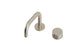 Foundry One Handle Deck Mount Squaretop Lavatory Faucet with Barrel Knob Handle in Satin Nickel