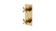 Flatiron Two Handle Wall Mount Shower Trim with Linear Cross Handles in Satin Brass