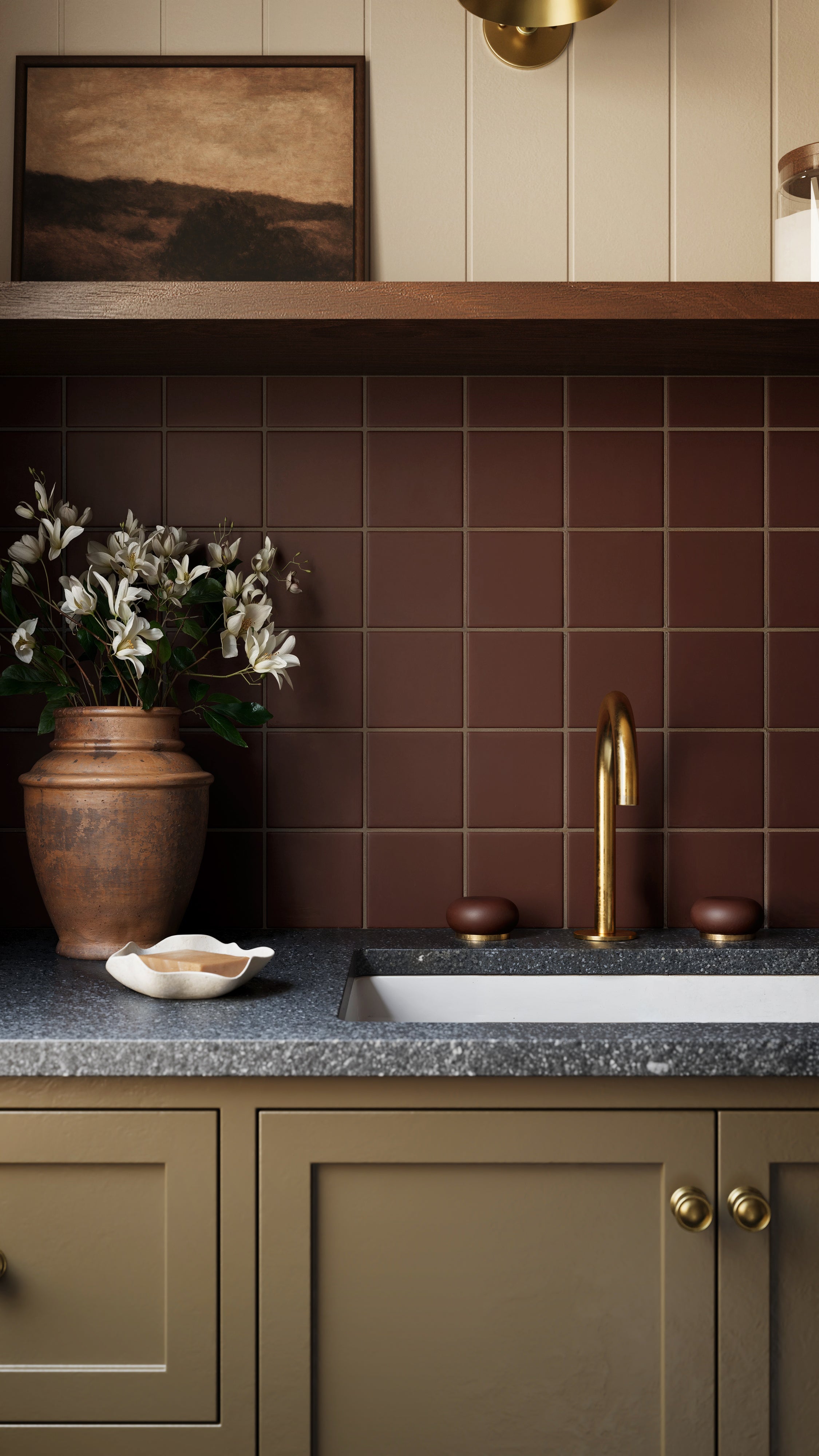 4x4 Original Ceramic Tile in Garnet Matte