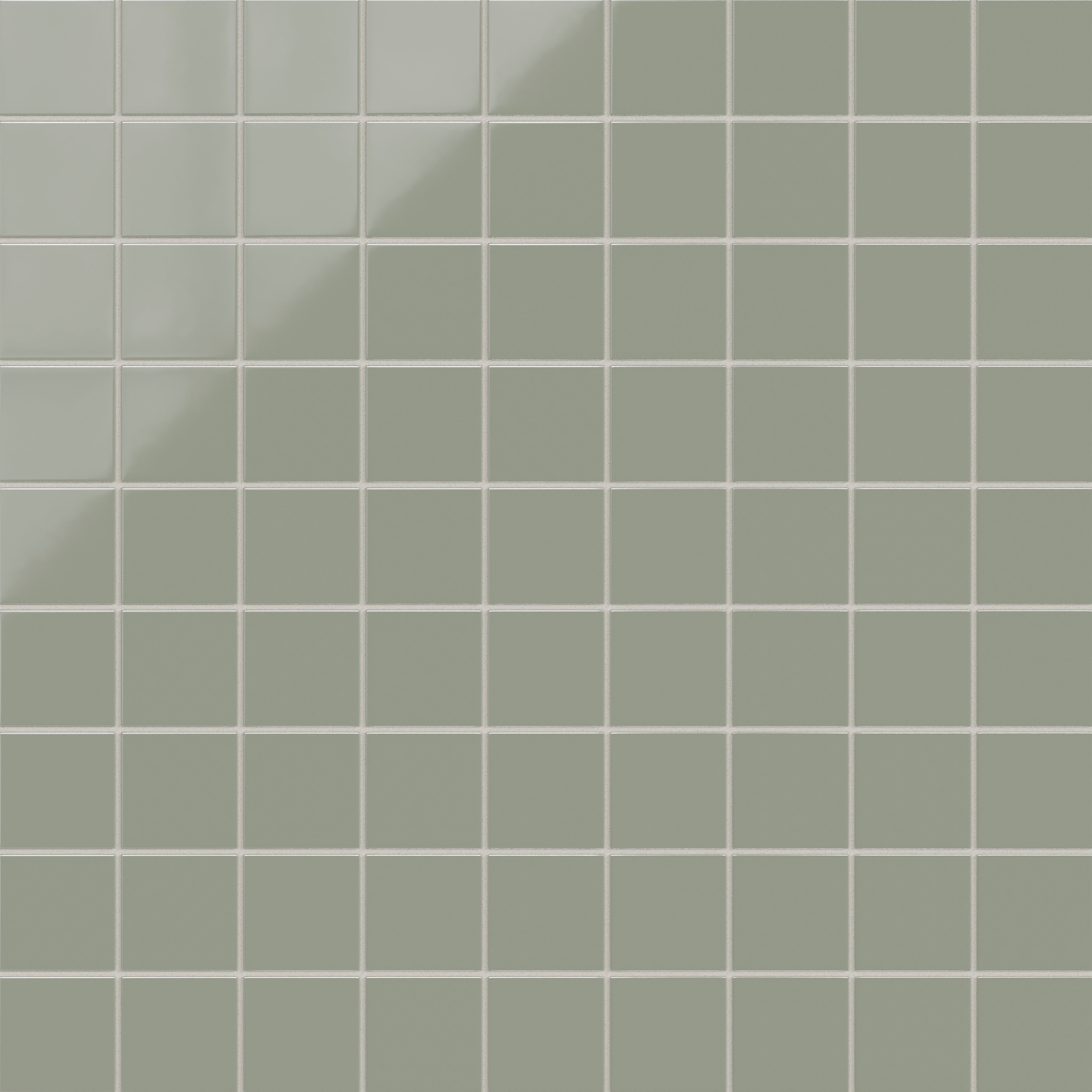 3x3 Straight Set Sheeted Natural Press Ceramic Mosaic Tile in Terre Verte Gloss