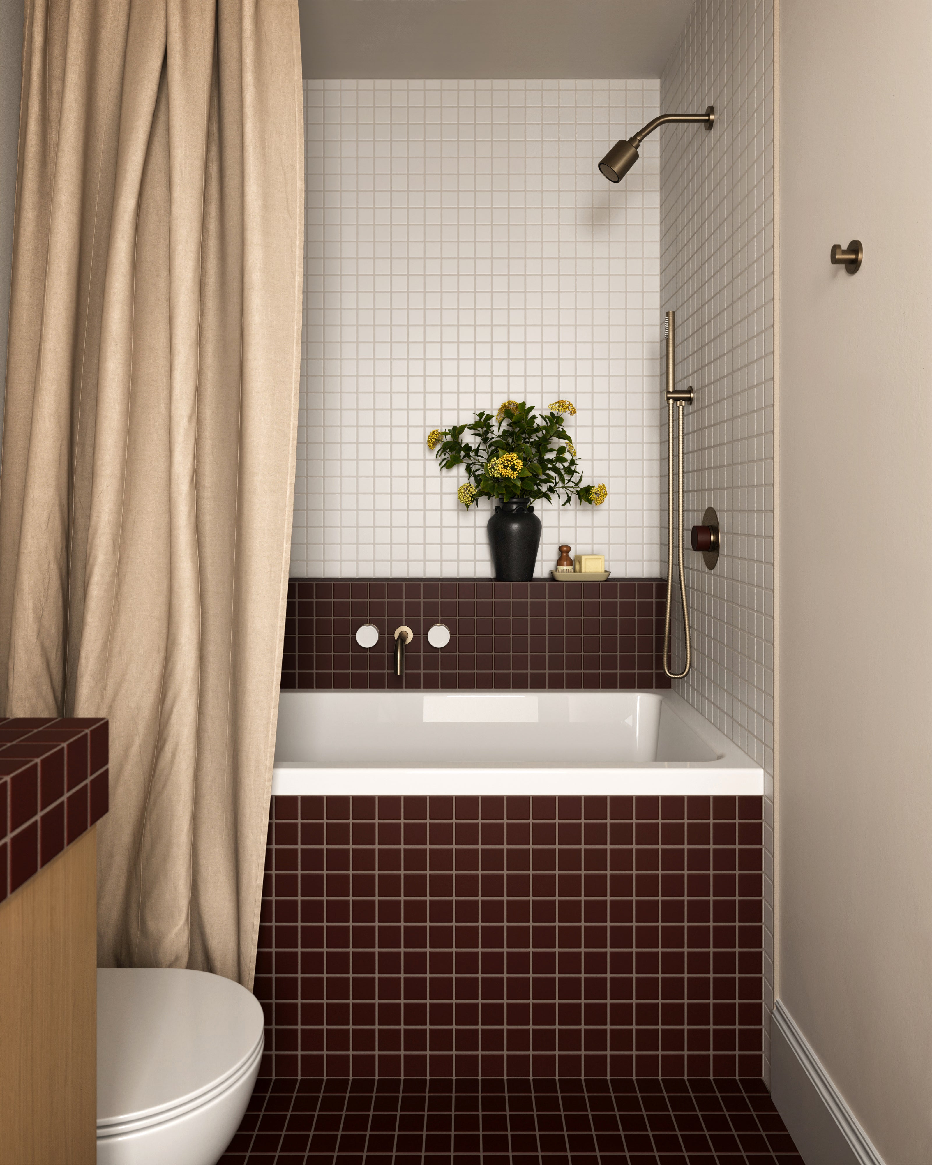 2x2 Straight Set Sheeted Original Ceramic Mosaic Tile in Feldspar Matte