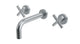 Contour Two Handle Wall Mount 7.5" Lavatory Faucet with Soft Cross Handles in Satin Chrome