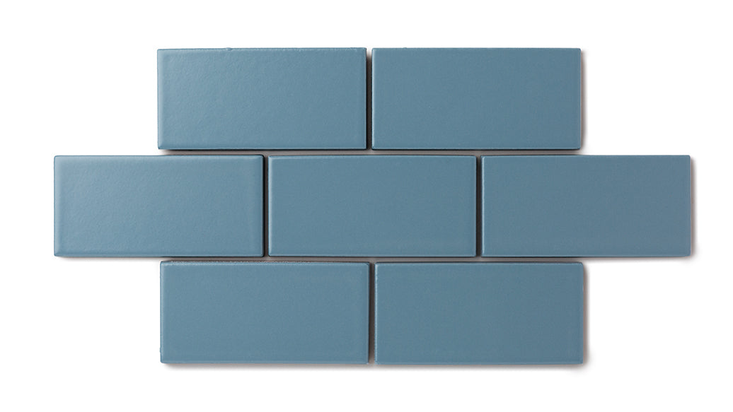 2x8 Natural Press Ceramic Tile in Azurite Matte