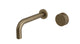 Foundry One Handle Wall Mount 7.5" Lavatory Faucet with Barrel Knob Handle in Antique Brass