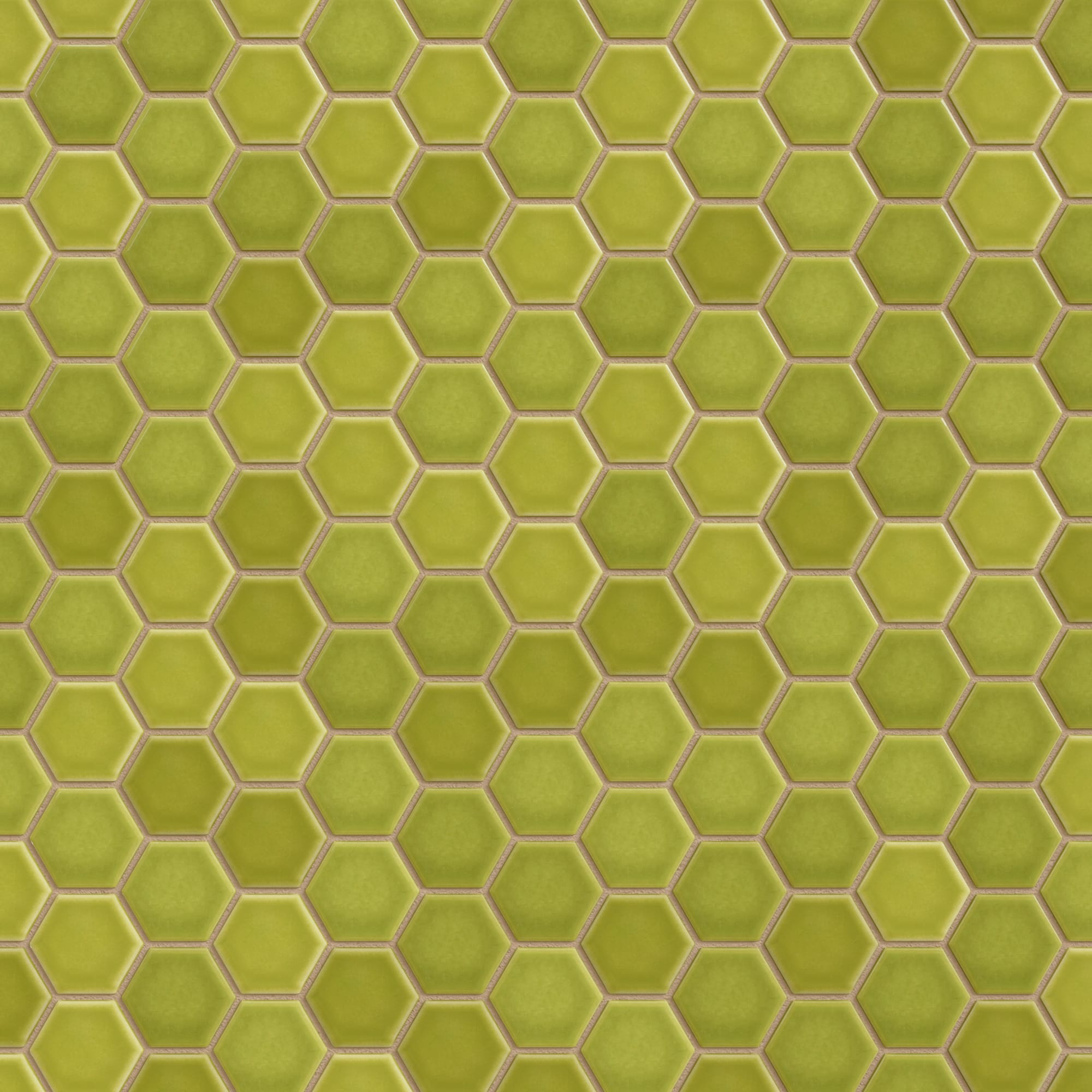 1" Hexagon Sheeted Original Ceramic Mosaic Tile in Palm Tree Gloss
