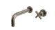 Flatiron One Handle Wall Mount 7.5" Lavatory Faucet with Linear Cross Handle in Antique Nickel
