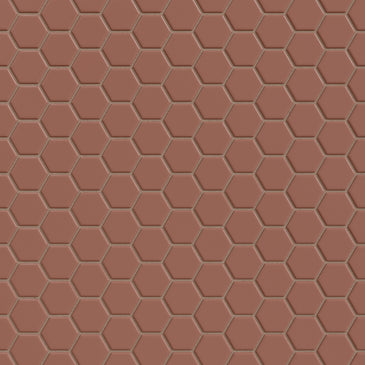 1" Hexagon Sheeted Original Ceramic Mosaic Tile in Mauve Gloss