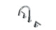 Flatiron Two Handle Deck Mount Short Gooseneck Lavatory Faucet with Linear Lever Handles in Polished Chrome