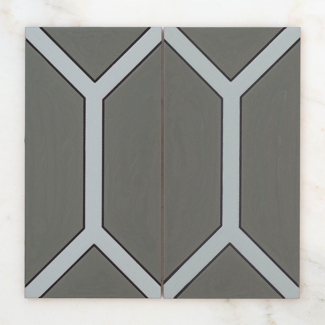 6x12 Handpainted Tile Austin in Grey Motif