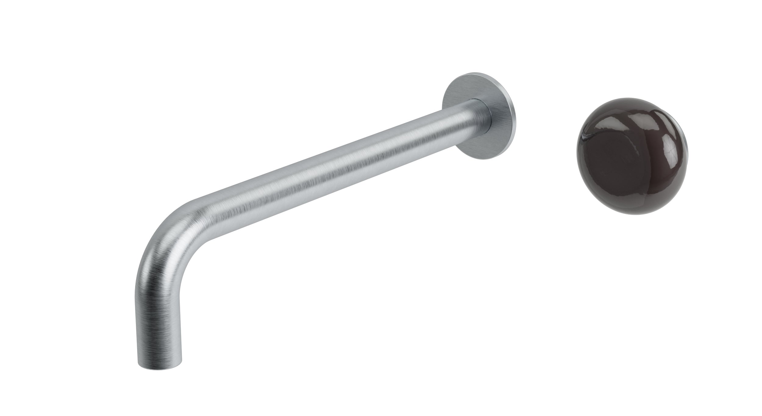 Foundry One Handle Wall Mount 10" Lavatory Faucet with Pebble Ceramic Knob Handle in Satin Chrome