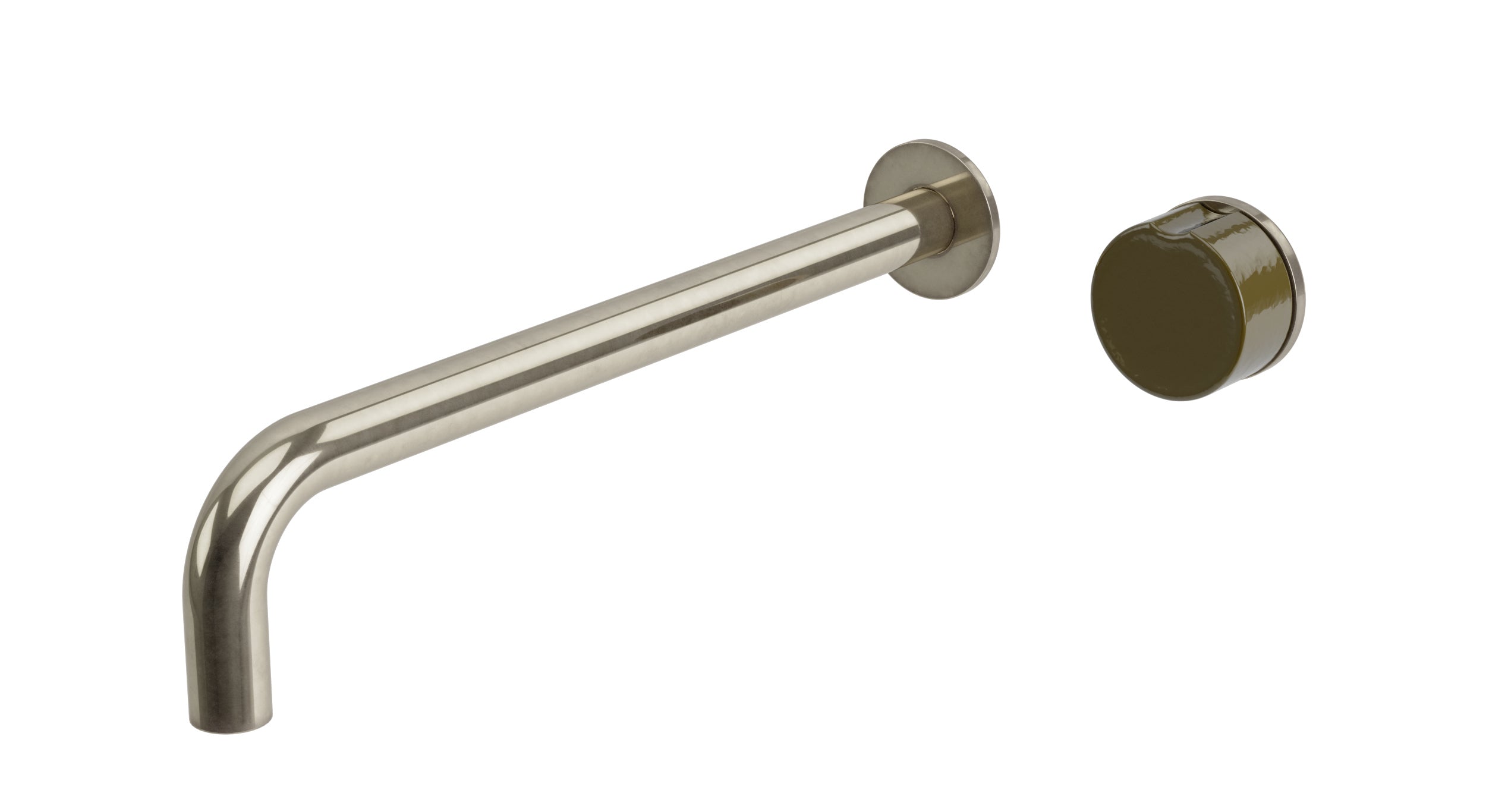 Foundry One Handle Wall Mount 12" Lavatory Faucet with Groove Ceramic Knob Handle in French Nickel