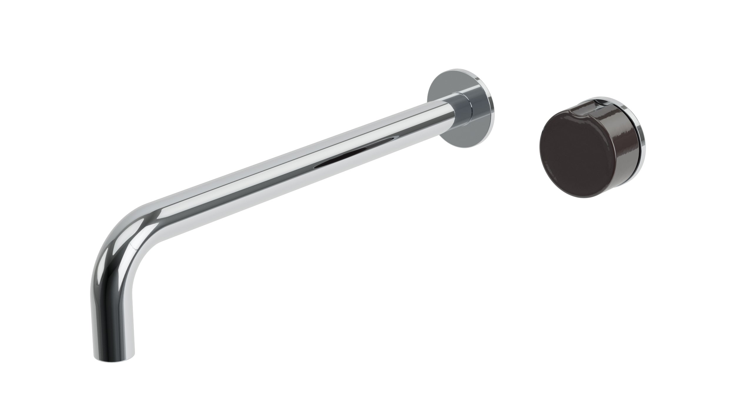Foundry One Handle Wall Mount 12" Lavatory Faucet with Pebble Ceramic Knob Handle in Polished Chrome