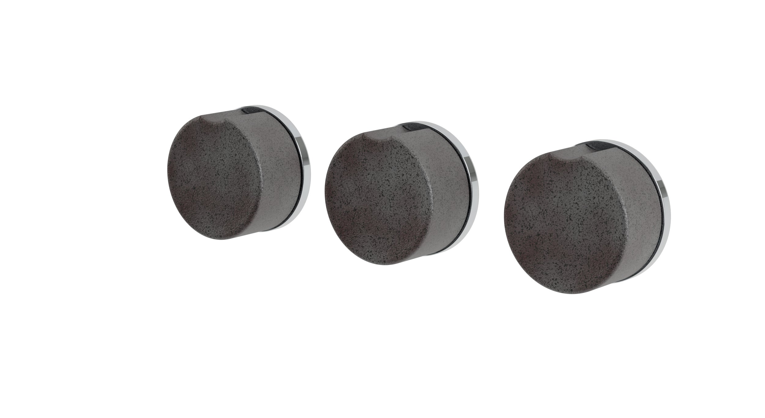 Foundry Three Handle Wall Mount Bath Trim with Diverter/Volume Control and Groove Ceramic Knob Handles in Polished Chrome