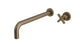Flatiron One Handle Wall Mount 12" Lavatory Faucet with Linear Cross Handle in Antique Brass