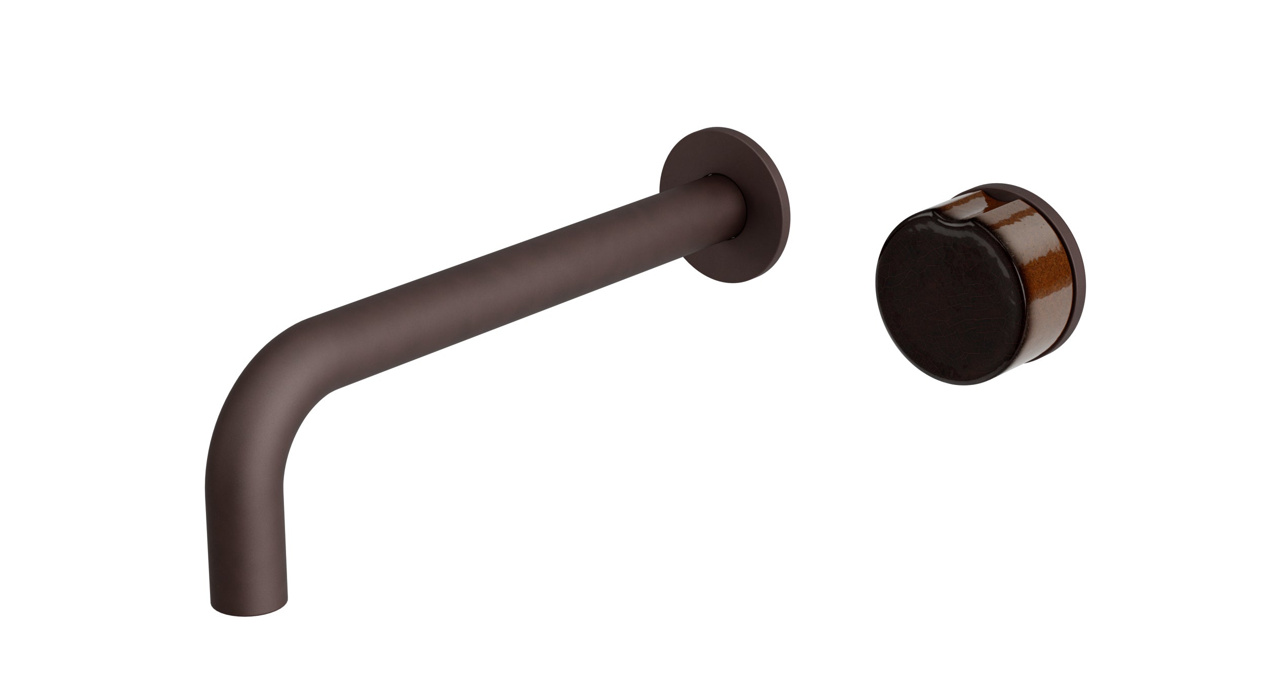Foundry One Handle Wall Mount 7.5" Lavatory Faucet with Groove Ceramic Knob Handle in Architectural Copper