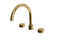 Foundry Two Handle Deck Mount Gooseneck Bath Trim with Barrel Knob Handles in Polished Brass