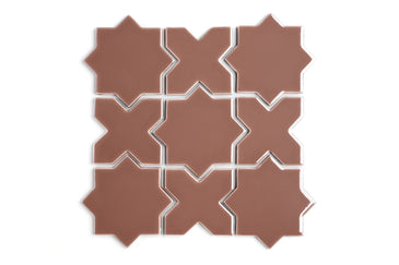Mini Star & Cross Original Ceramic Tile in Mauve Gloss