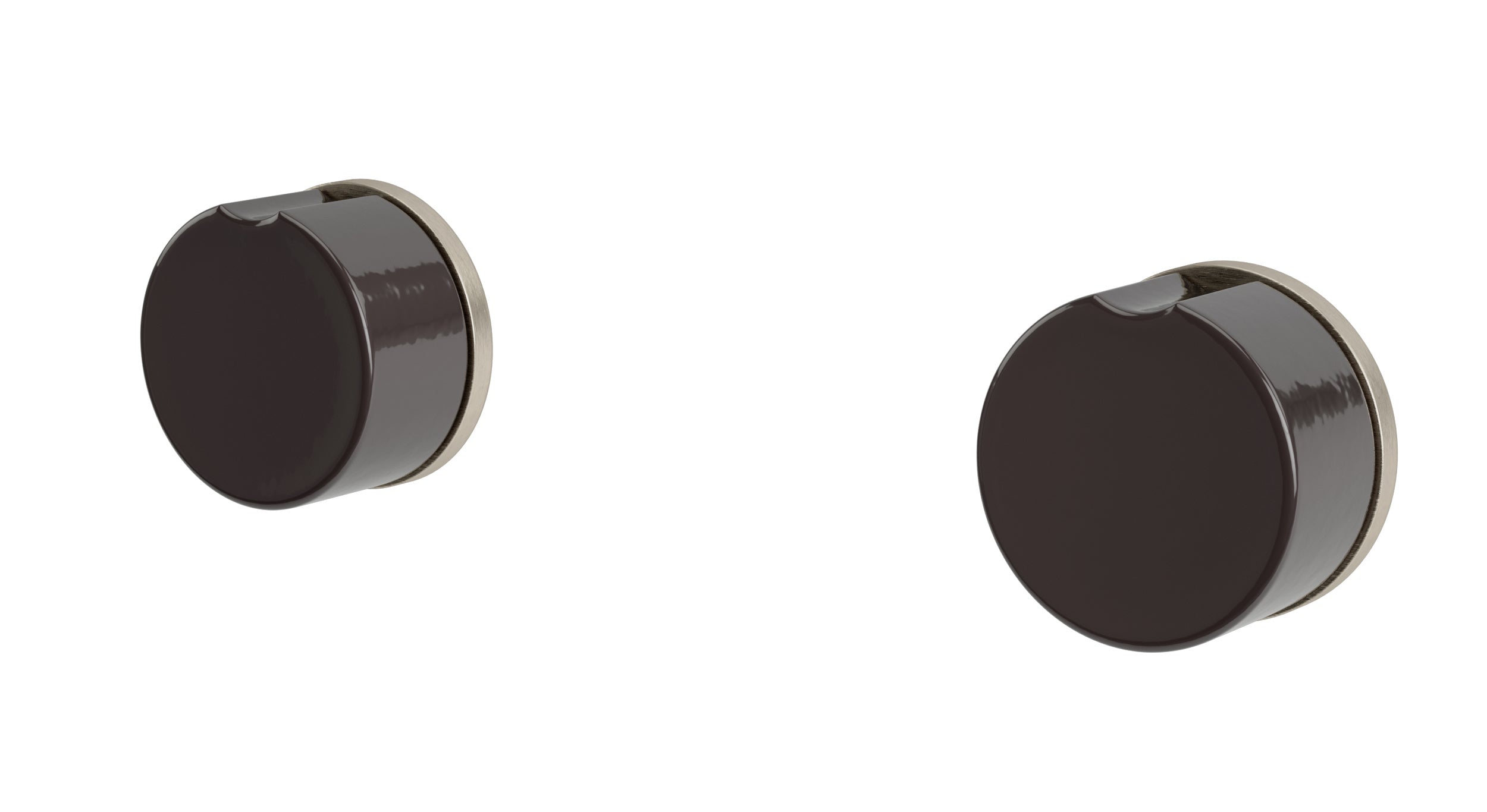 Foundry Two Handle Wall Mount Bath Trim with Groove Ceramic Knob Handles in Satin Nickel