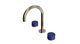 Foundry Two Handle Deck Mount Gooseneck Lavatory Faucet with Groove Ceramic Knob Handles in Polished Nickel