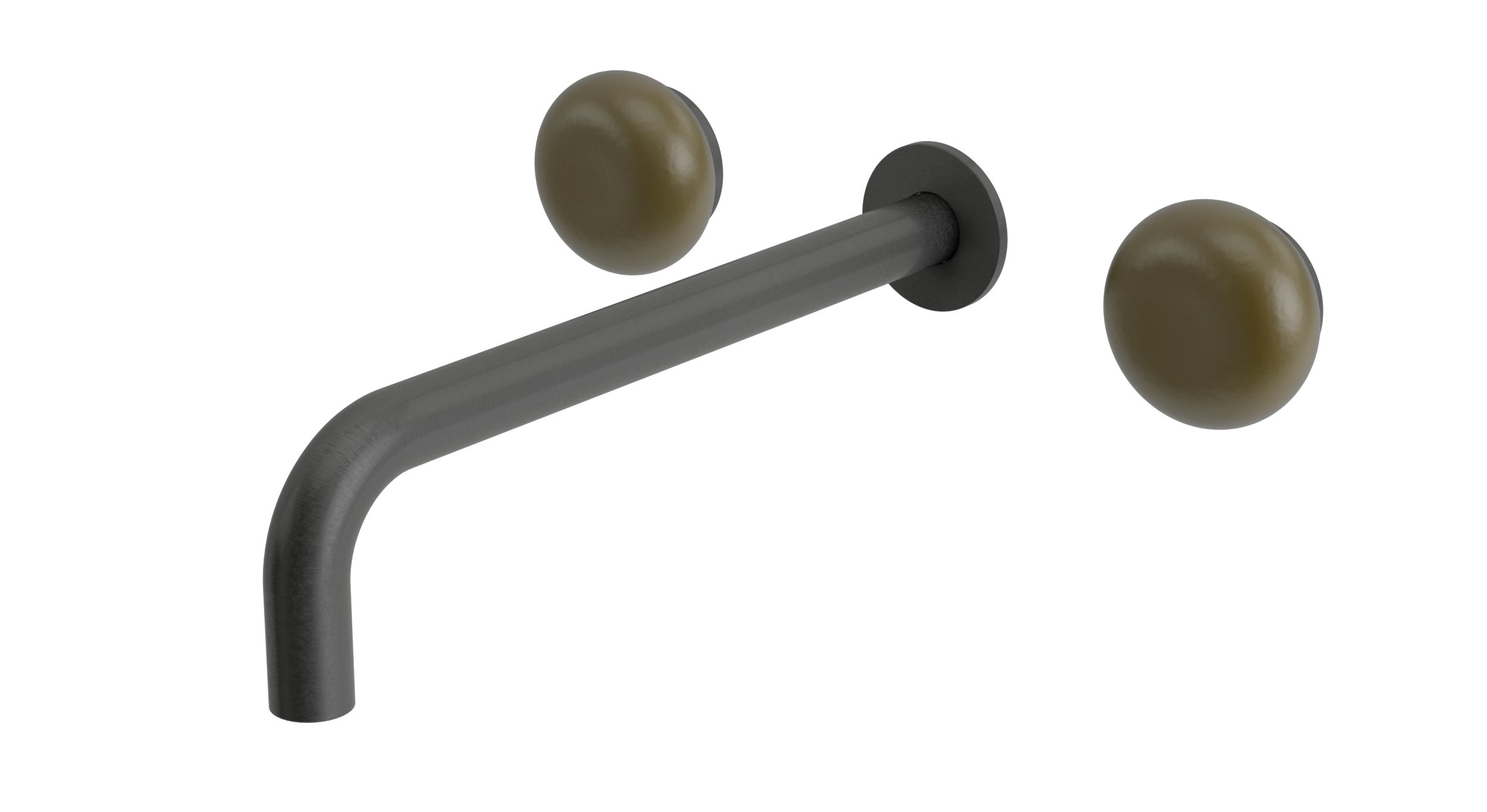 Foundry Two Handle Wall Mount 10" Lavatory Faucet with Pebble Ceramic Knob Handles in Blackened Nickel