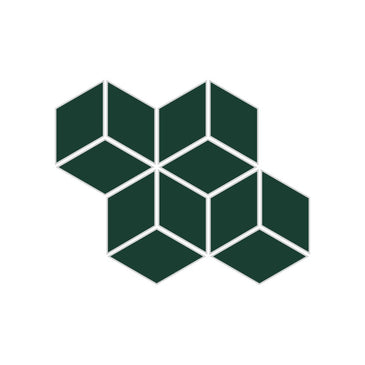 Small Diamond Sheeted - Escher Original Ceramic Mosaic Tile in Evergreen Matte