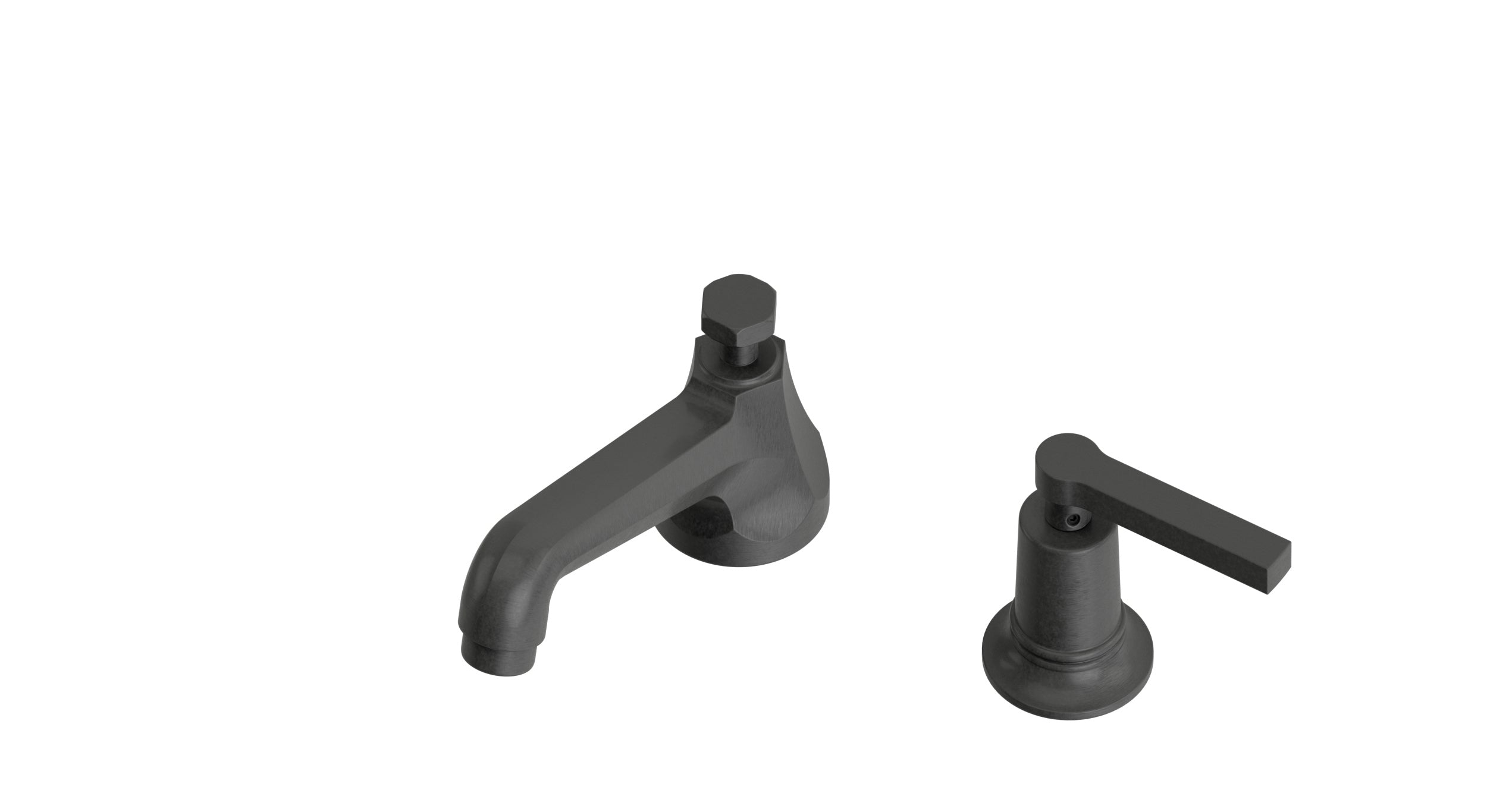 Emerson One Handle Deck Mount Low Hexagon Lavatory Faucet with Classic Lever Handle in Blackened Nickel
