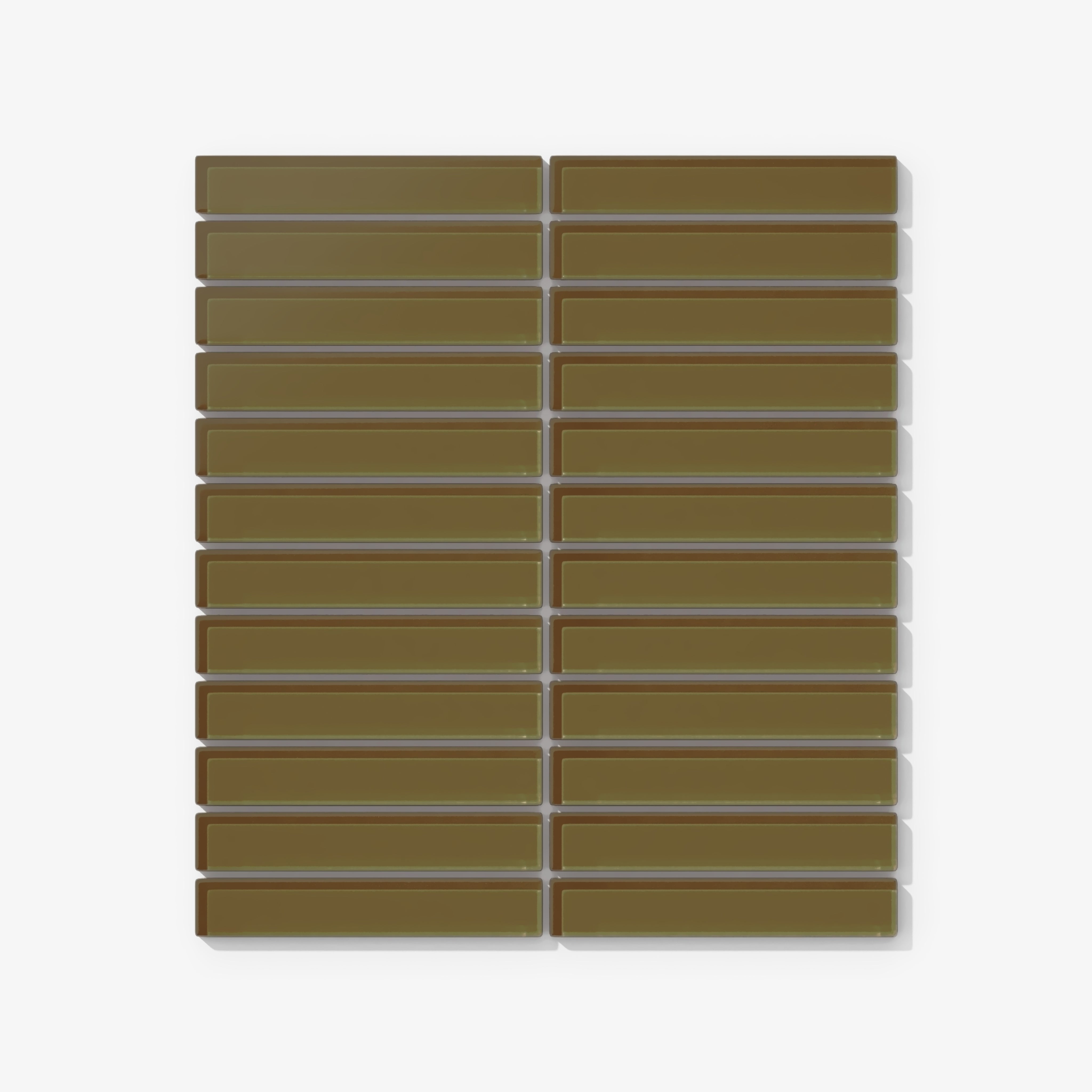 1x6 Straight Set Sheeted Glass Mosaic Tile in Merlin Matte