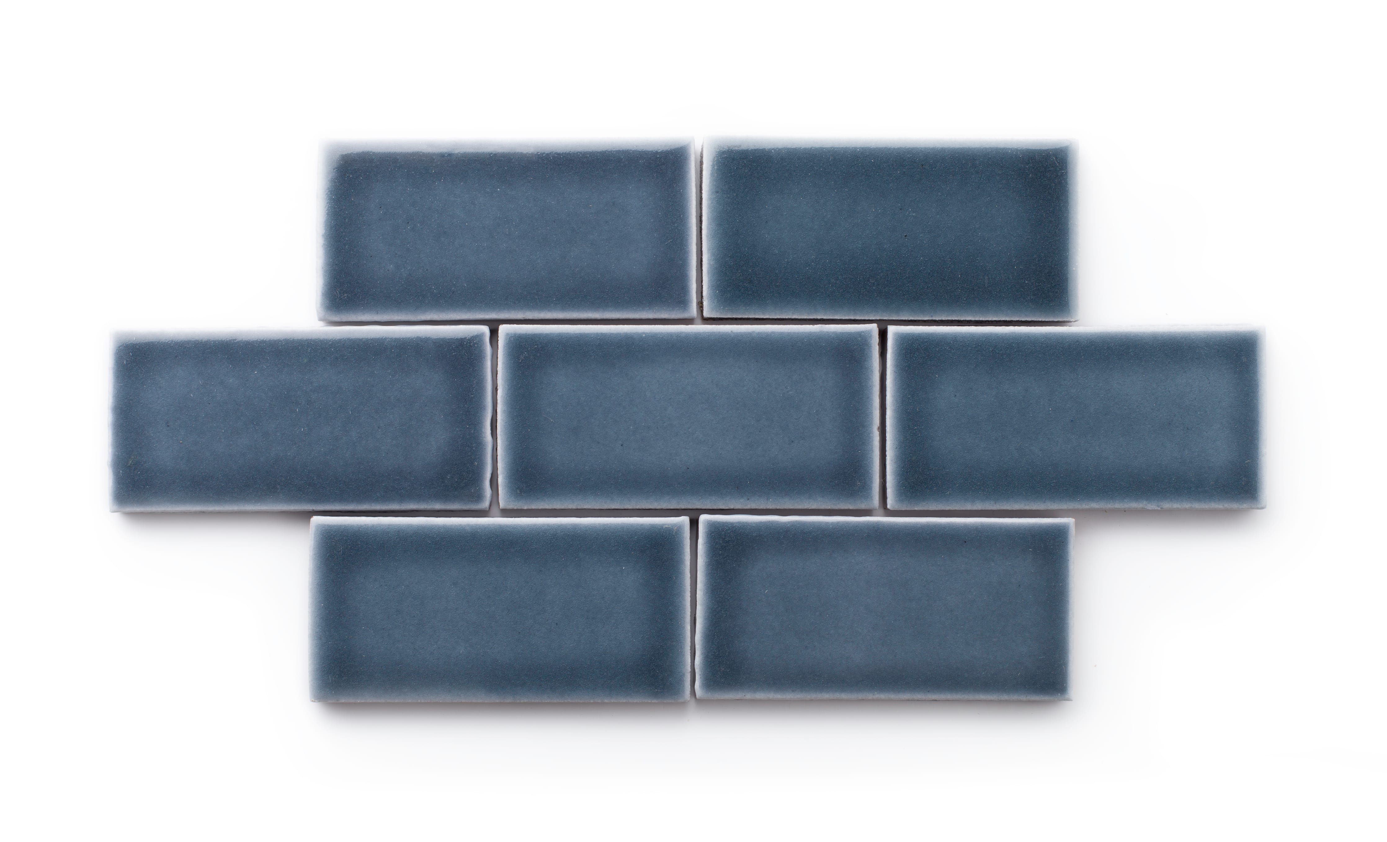 1x1 Straight Set Sheeted Original Ceramic Mosaic Tile in Slate Blue Gloss