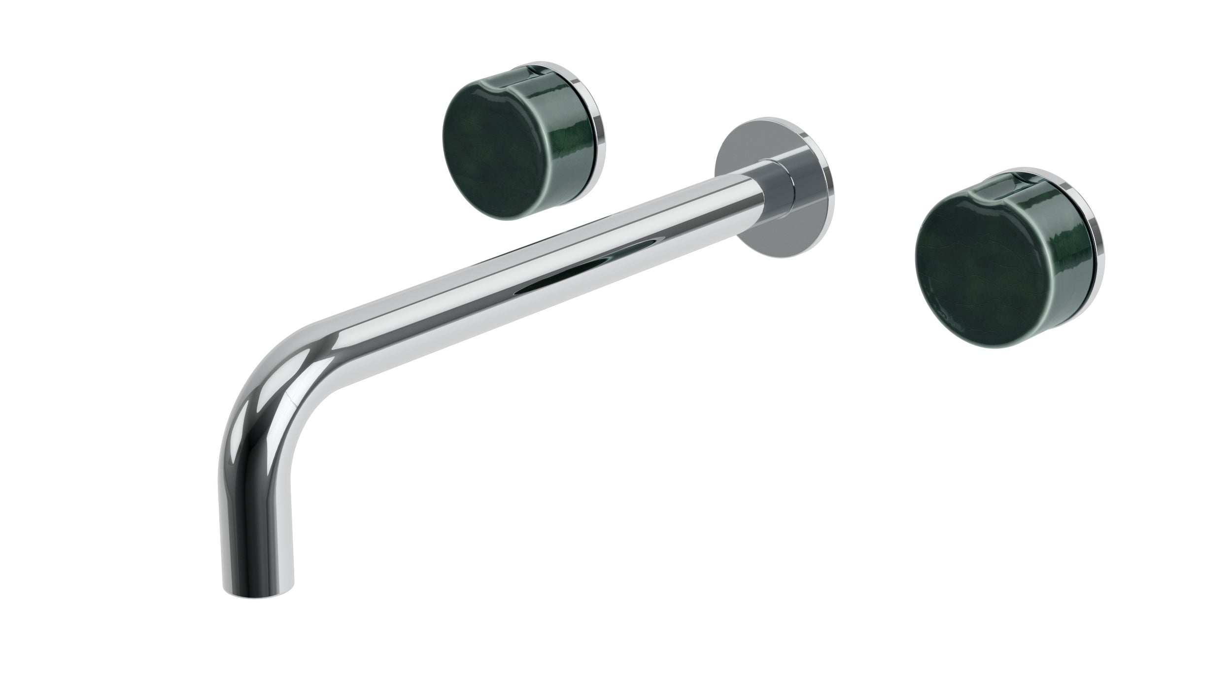 Foundry Two Handle Wall Mount 10" Lavatory Faucet with Groove Ceramic Knob Handles in Polished Chrome