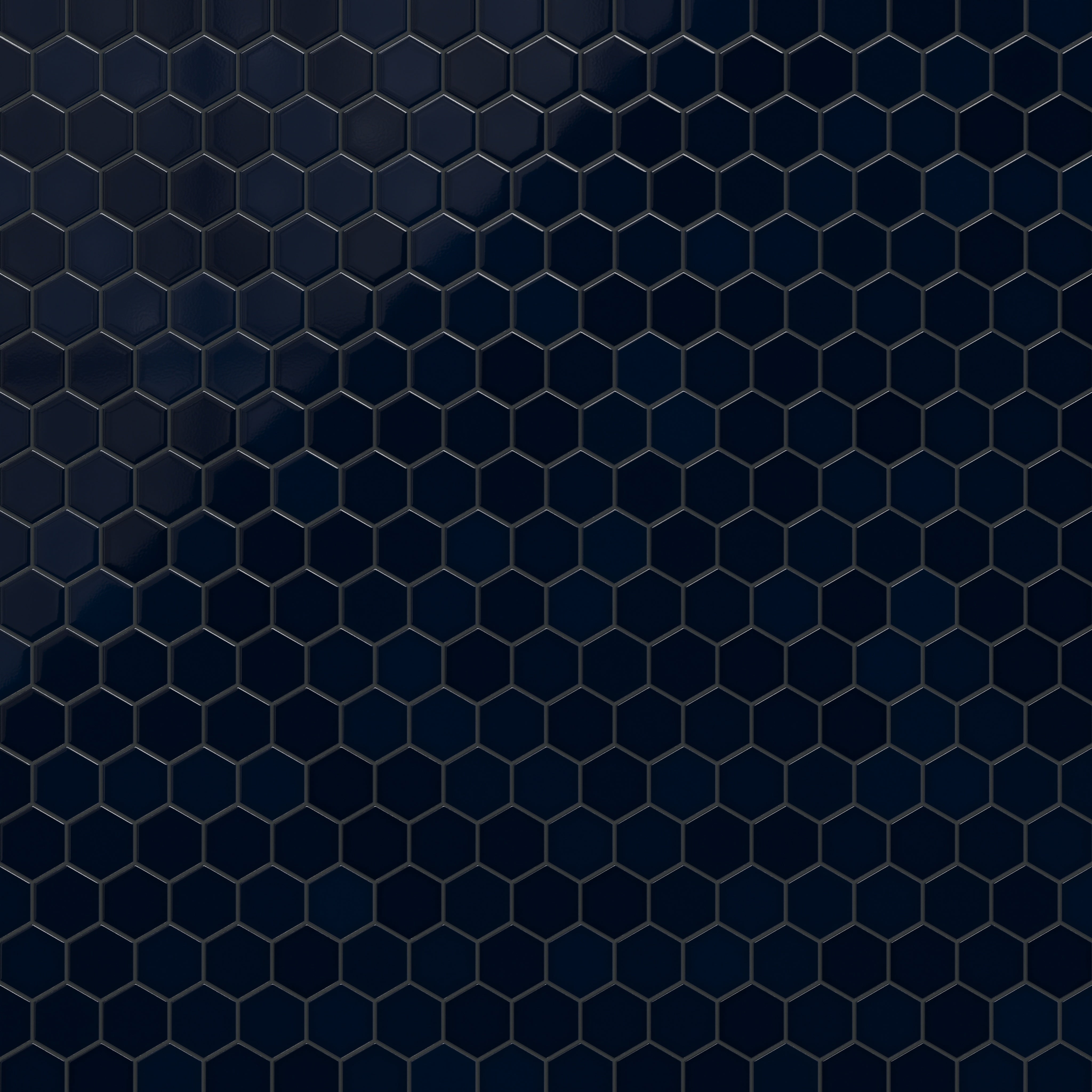 4" Hexagon Original Ceramic Tile in Navy Blue Gloss
