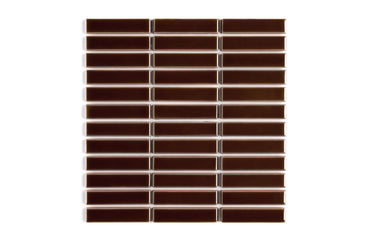 1x4 Straight Set Sheeted Original Ceramic Mosaic Tile in Garnet Gloss