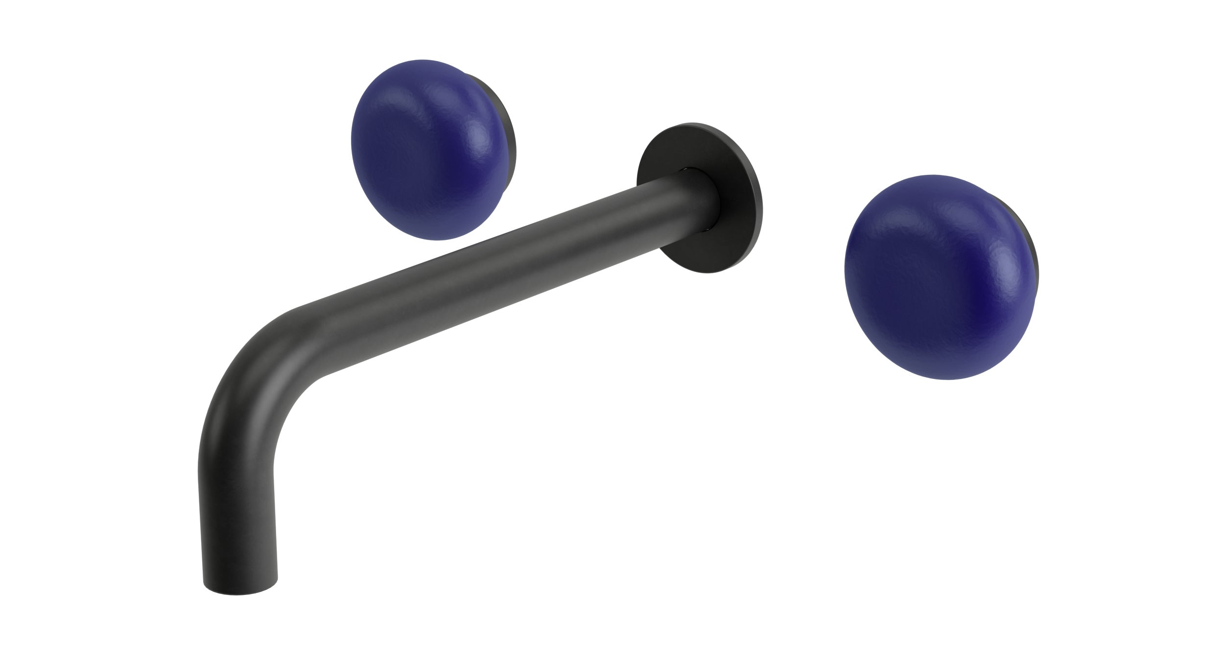 Foundry Two Handle Wall Mount 7.5" Lavatory Faucet with Pebble Ceramic Knob Handles in Oil Rubbed Bronze
