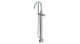 Contour One Handle Floor Mount Gooseneck Bath Trim with Hand Shower and Soft Cross Handle in Satin Chrome