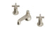 Emerson Two Handle Deck Mount Low Hexagon Lavatory Faucet with Classic Cross Handles in Satin Nickel