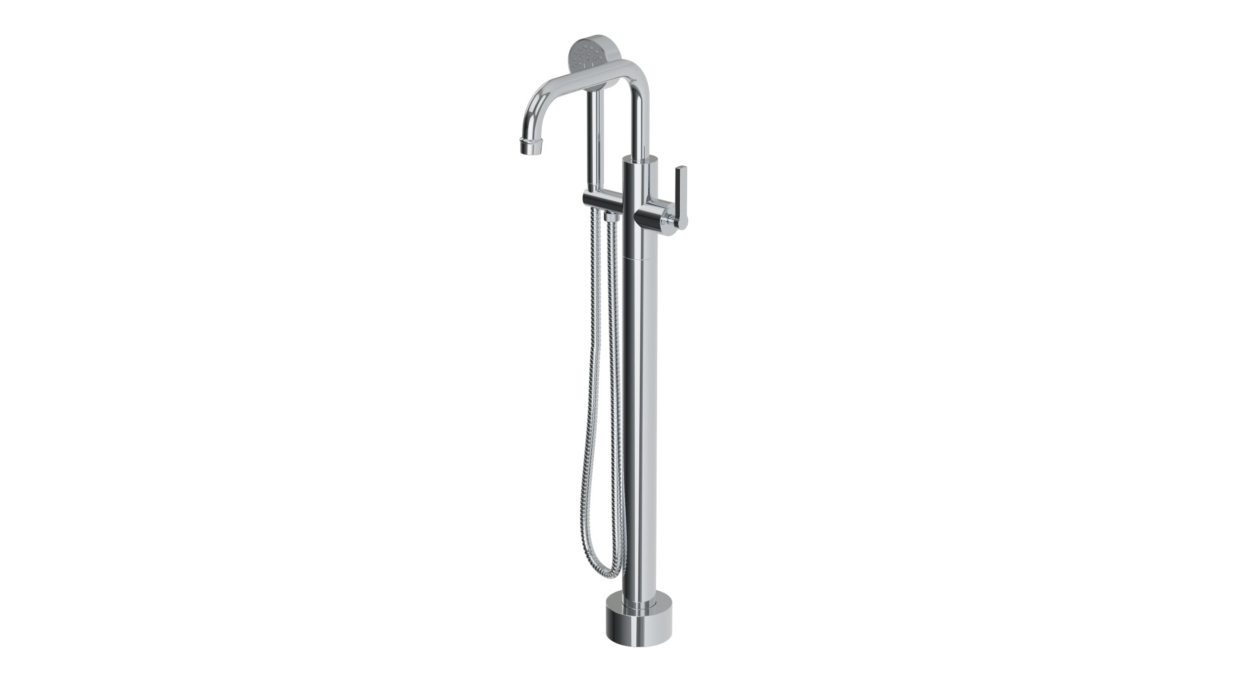 Emerson One Handle Floor Mount Squaretop Bath Trim with Hand Shower and Classic Lever Handle