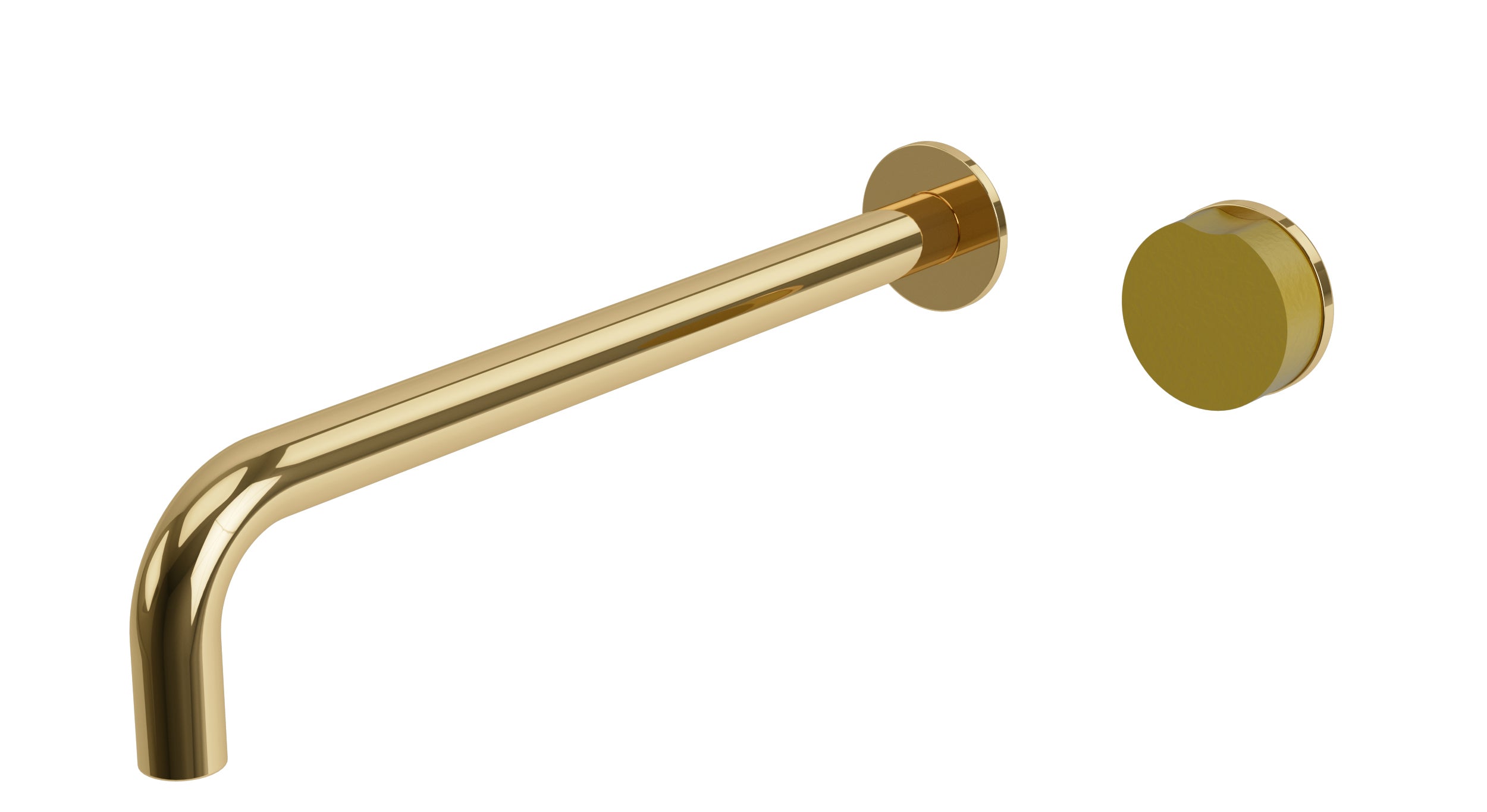 Foundry One Handle Wall Mount 12" Lavatory Faucet with Groove Ceramic Knob Handle in Polished Brass