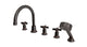 Emerson Three Handle Deck Mount Gooseneck Bath Trim with Hand Shower and Defined Cross Handles in Antique Bronze