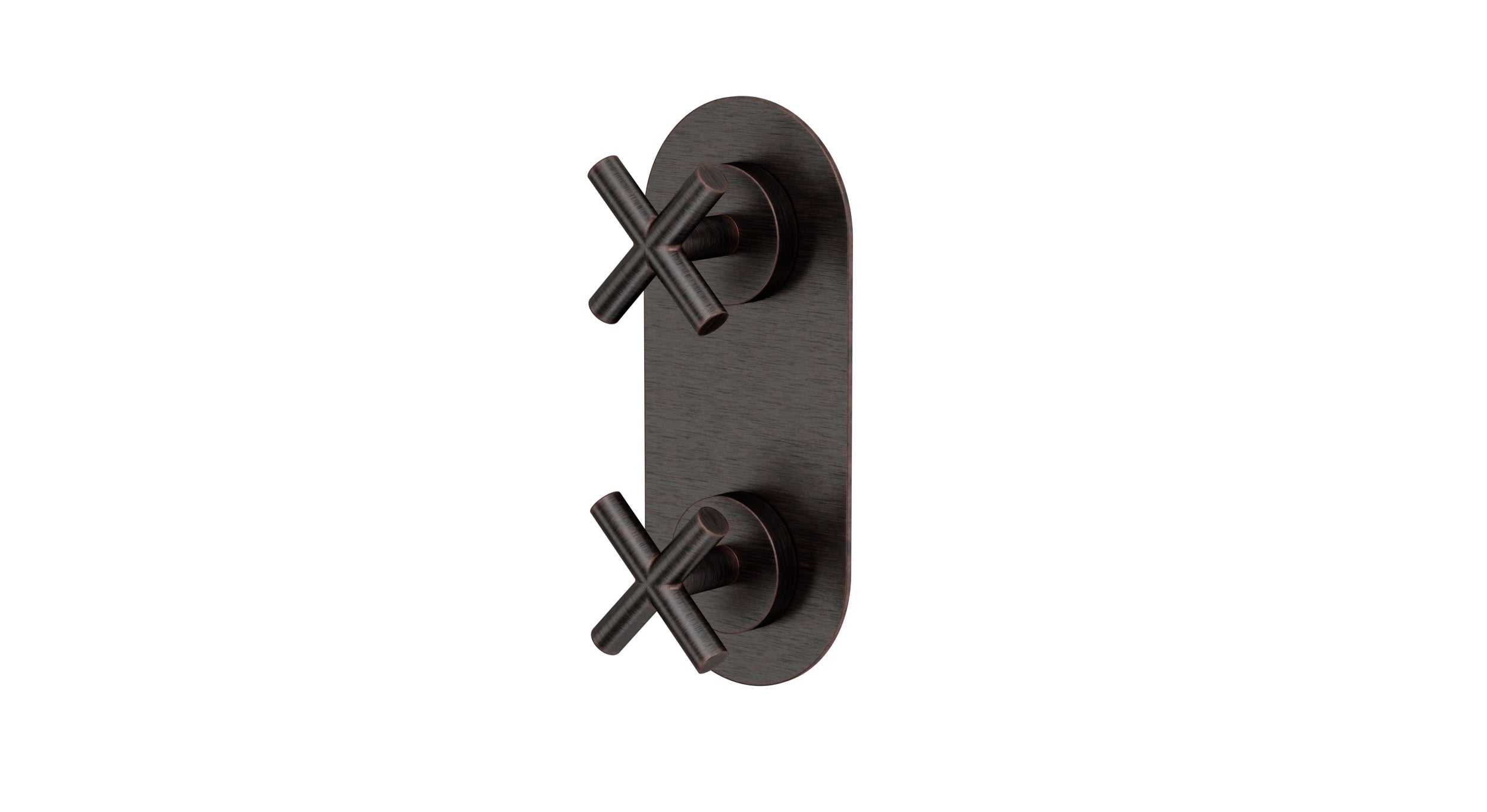 Contour Two Handle Wall Mount Shower Trim with Soft Cross Handles in Antique Bronze