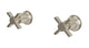 Emerson Two Handle Wall Mount Bath Trim with Defined Cross Handles in Satin Nickel