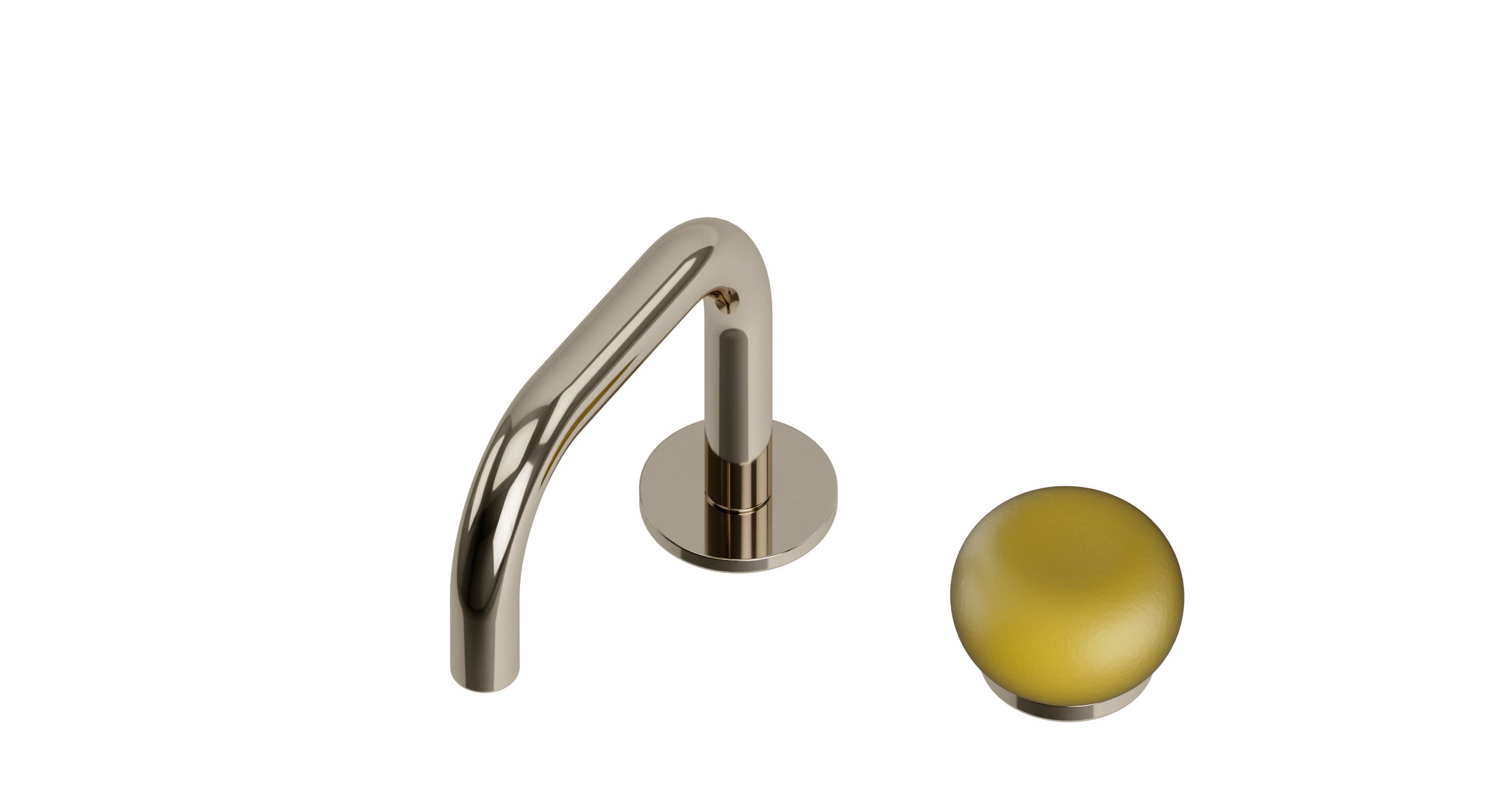 Foundry One Handle Deck Mount Squaretop Lavatory Faucet with Pebble Ceramic Knob Handle in Polished Nickel