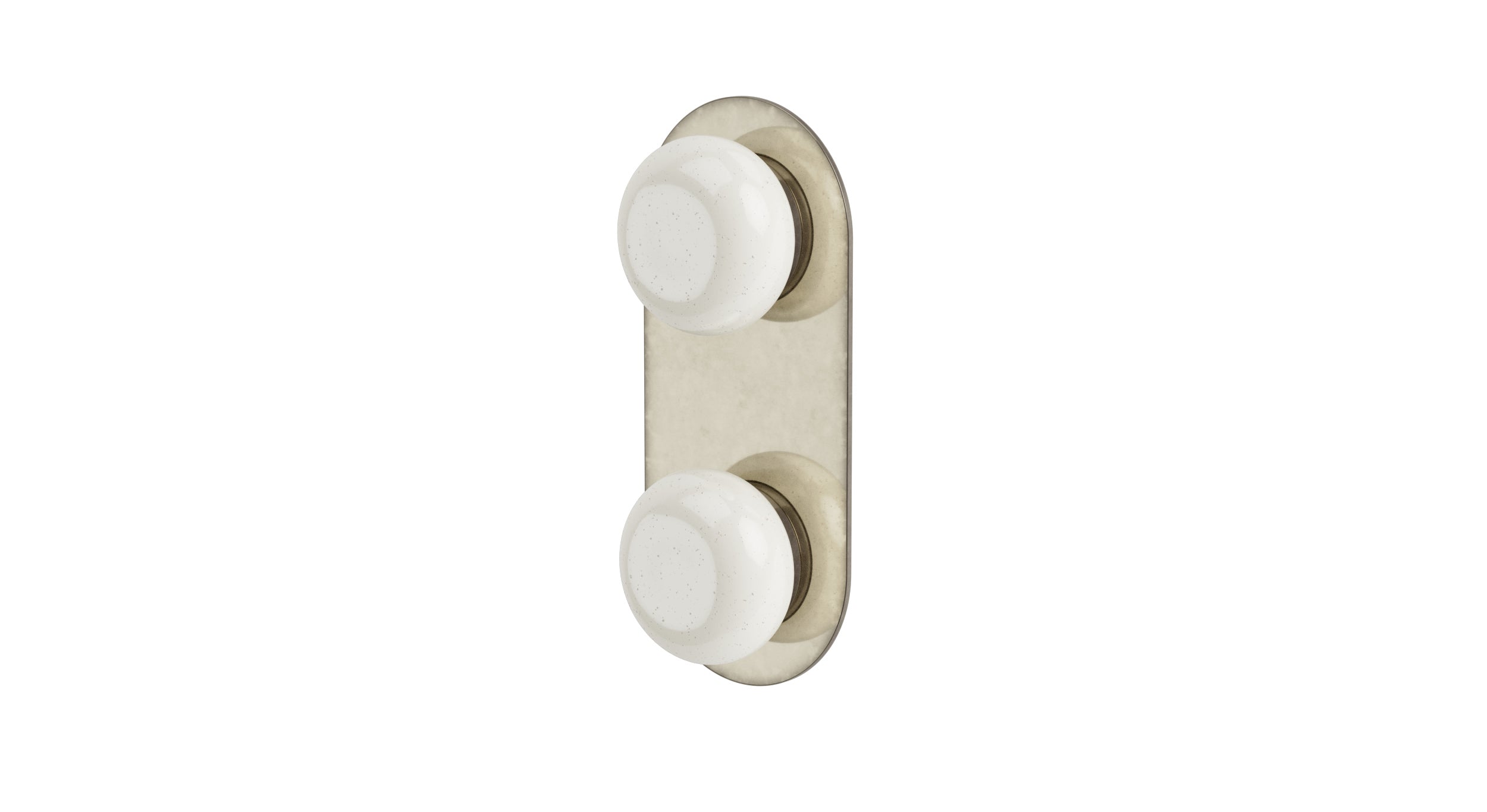 Foundry Two Handle Wall Mount Shower Trim with Pebble Ceramic Knob Handles in French Nickel