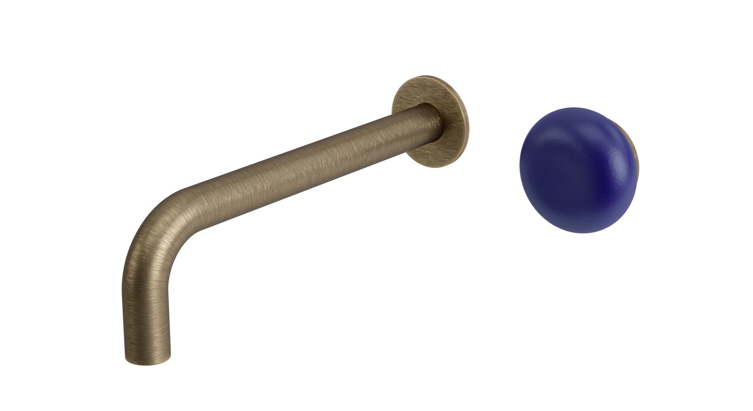 Foundry One Handle Wall Mount 7.5" Lavatory Faucet with Pebble Ceramic Knob Handle in Antique Brass