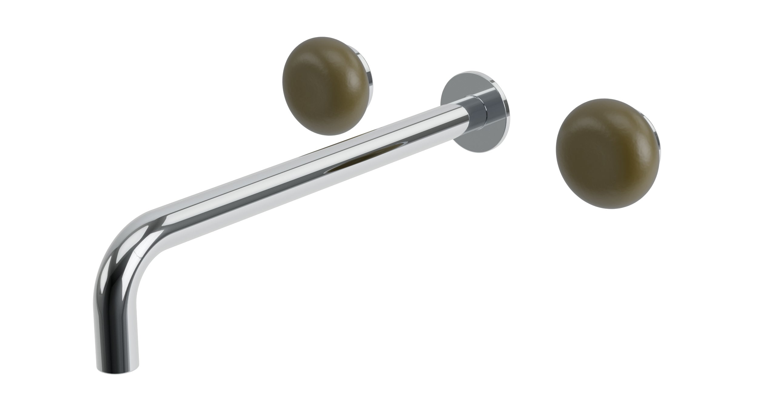Foundry Two Handle Wall Mount 12" Lavatory Faucet with Pebble Ceramic Knob Handles in Polished Chrome