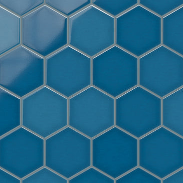 6" Hexagon Original Ceramic Tile in Adriatic Sea Gloss