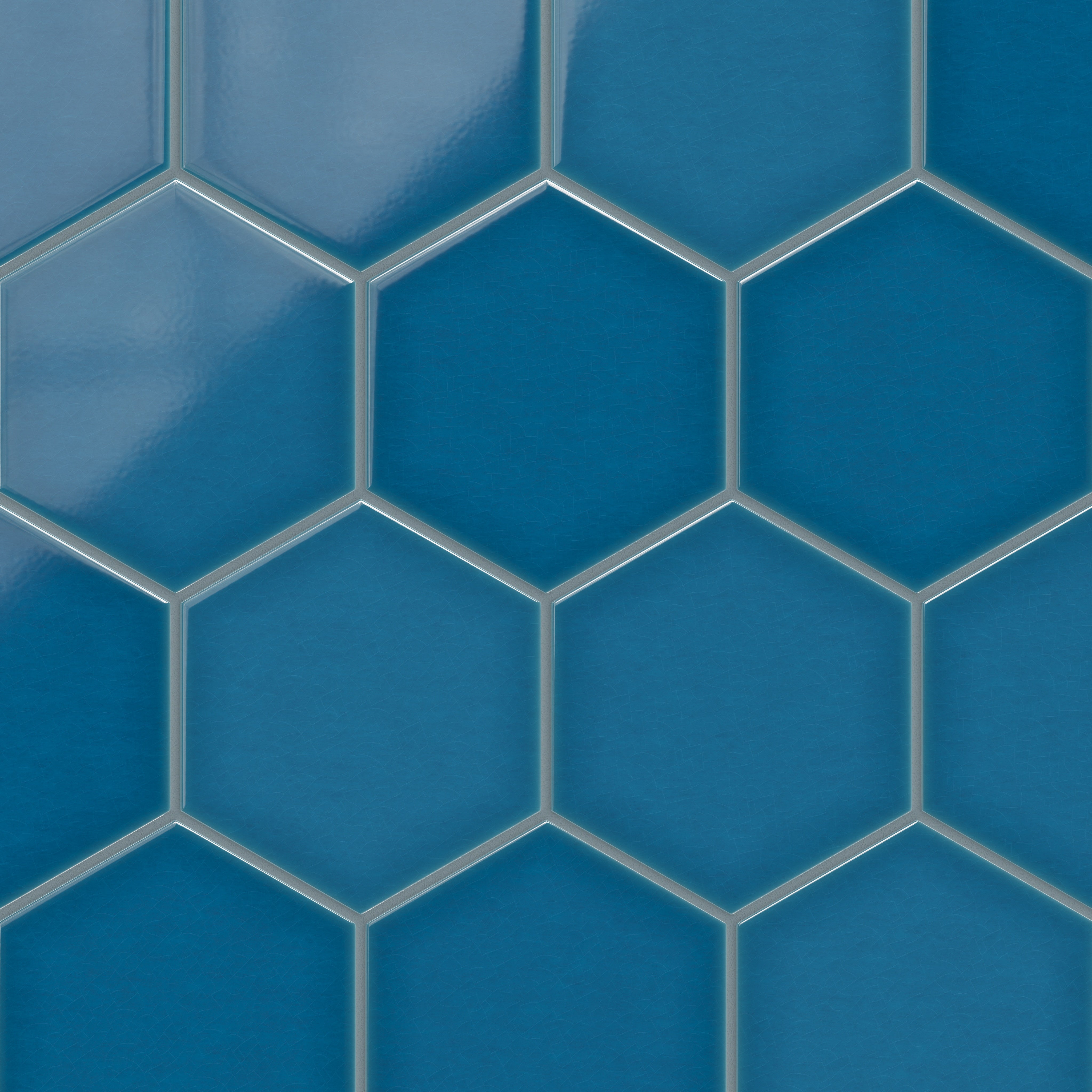 8" Hexagon Original Ceramic Tile in Adriatic Sea Gloss