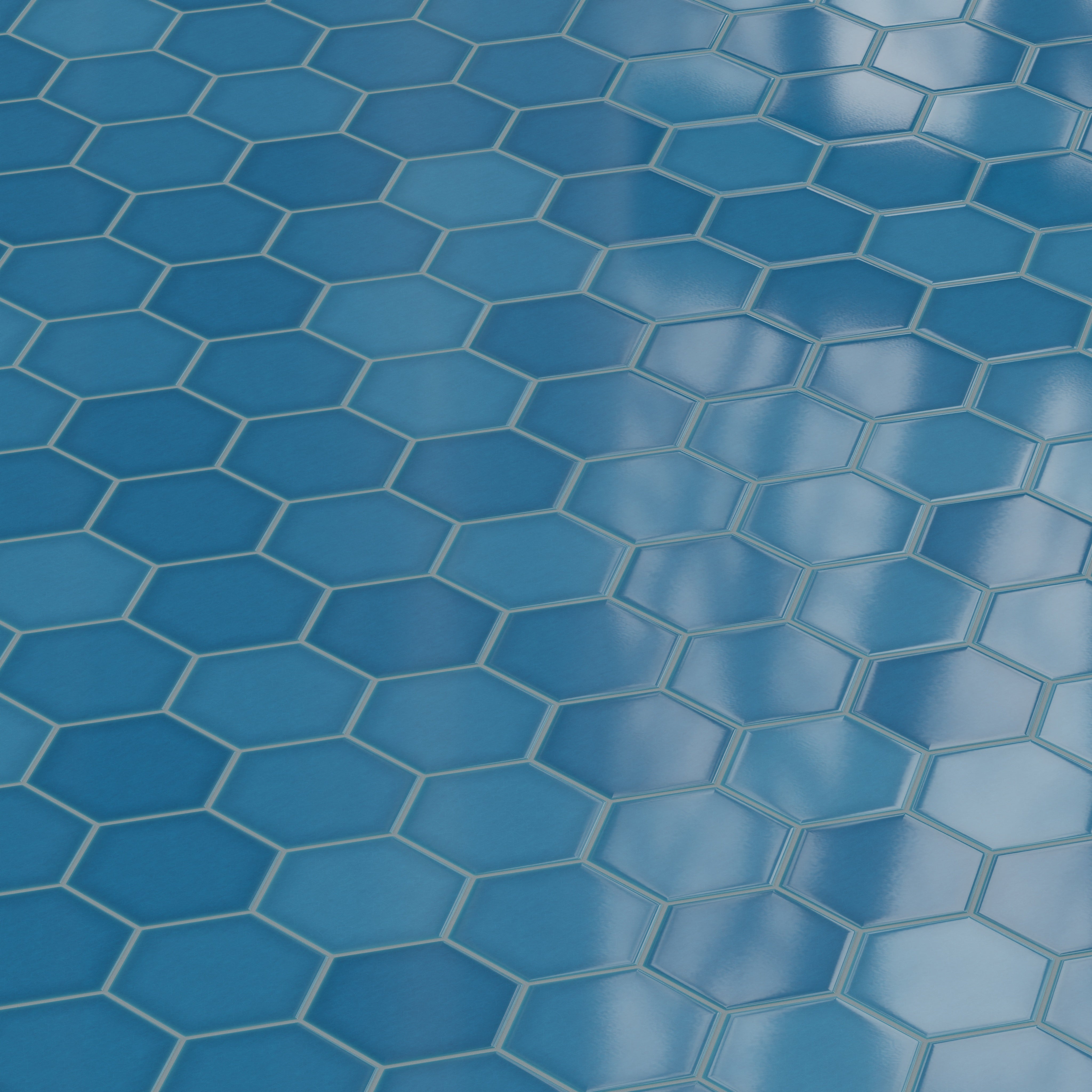 8" Hexagon Original Ceramic Tile in Adriatic Sea Gloss