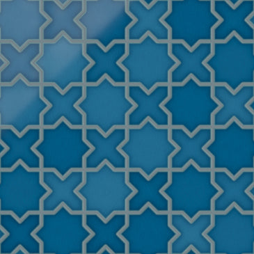 Mini Star & Cross Original Ceramic Tile in Adriatic Sea Gloss
